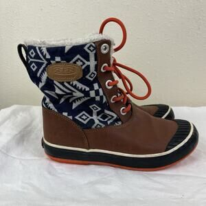 Keen Elsa Sherpa Lined Faux Leather Textile Winter Boots 6 100g Warm Waterproof